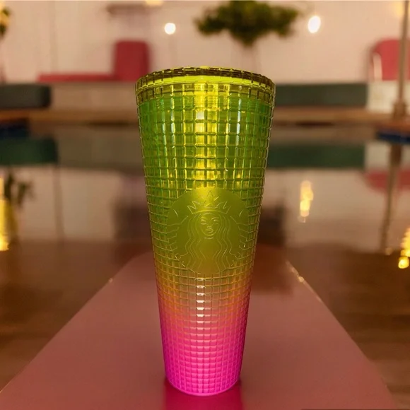 Starbucks Cold Cup Tumbler Summer 2022 Lemon Pink Gradient 24 oz - Picture 1 of 5